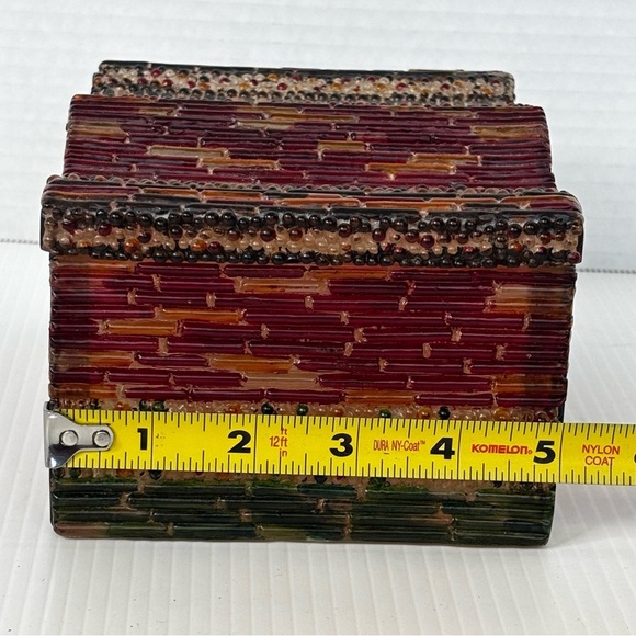 Vintage Beaded Box - Jewelry Trinket Box - Colorful Beads & Cylindrical Pieces